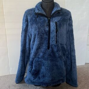 VS PINK Blue Sherpa quarter zip sweatshirt